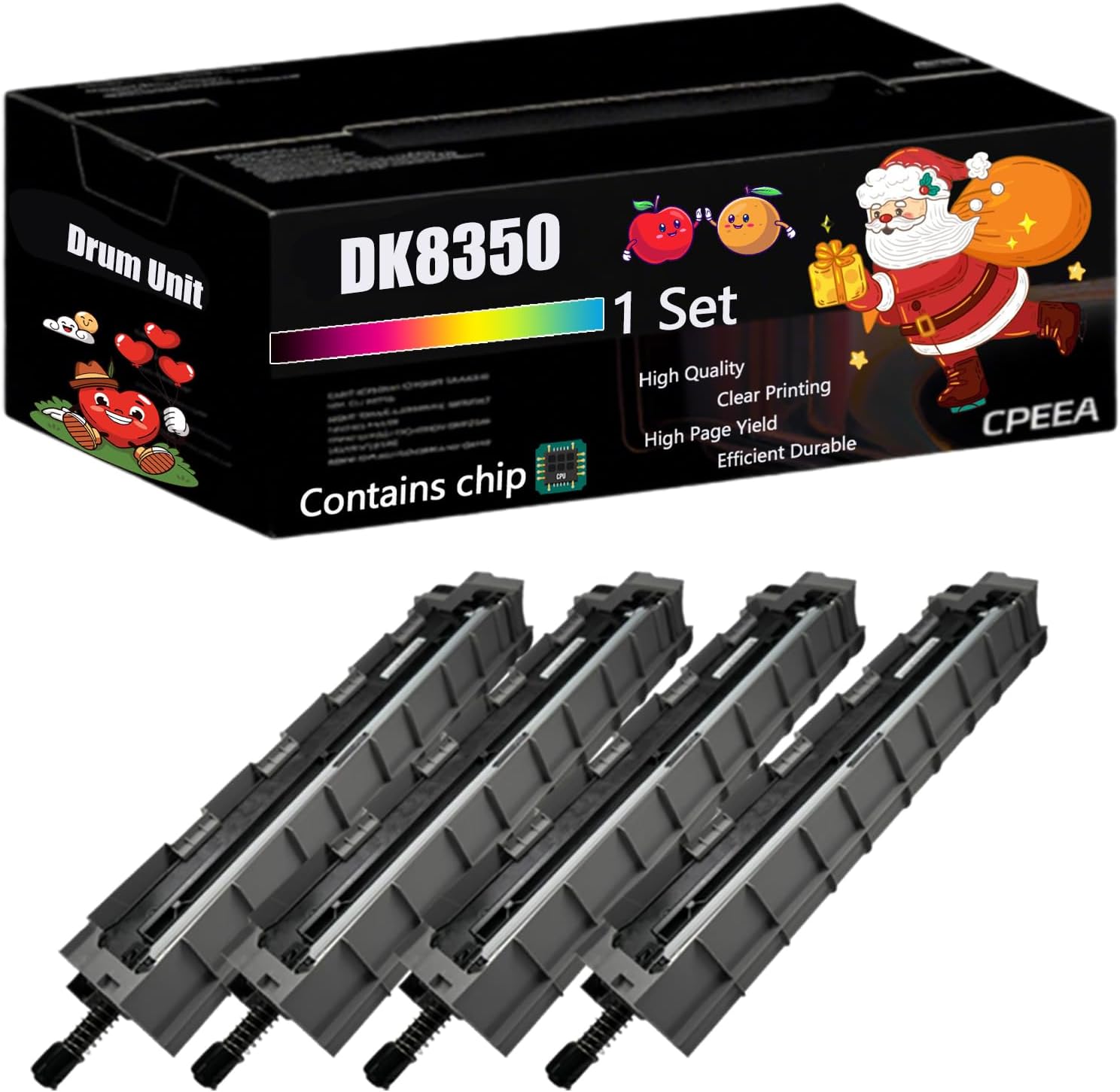 Compatible for Kyocera DK8350 Drum Unit Work for Kyocera TASKalfa 2552ci 2553ci 3252ci 3253ci Printers, with Chip, High Yield 300000 Pages, Clear Printing (4-Pack BK/C/M/Y)