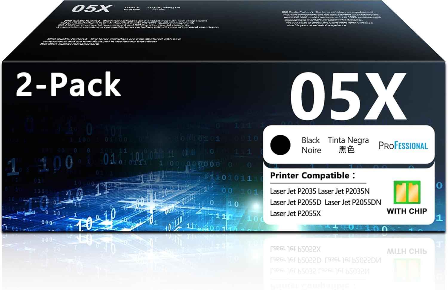 05X CE505X Toner Cartridges Black 2 Pack High Yield 05X Replacement for HP 05X CE505X Black Toner Cartridges Compatible with HP Laser Jet P2035 P2035n P2055d P2055dn P2055x Printers Ink 05X (2-Pack)