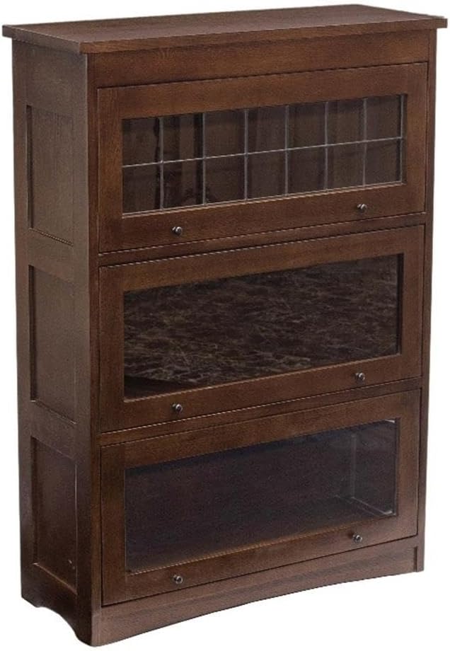 Crafters and Weavers Mission Craftsman Style Oak Barrister Bookcase - 3 Stack - Walnut