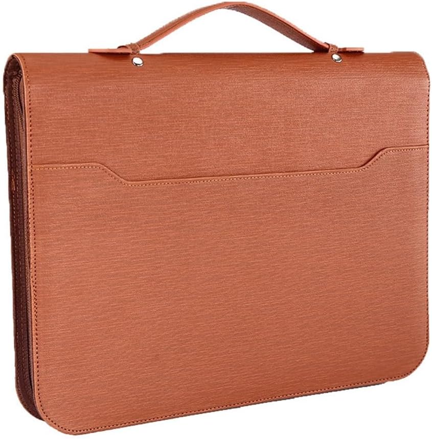 EWUROI Folder A4 Multifunctional Leather Binder Business Office Contract Zipper