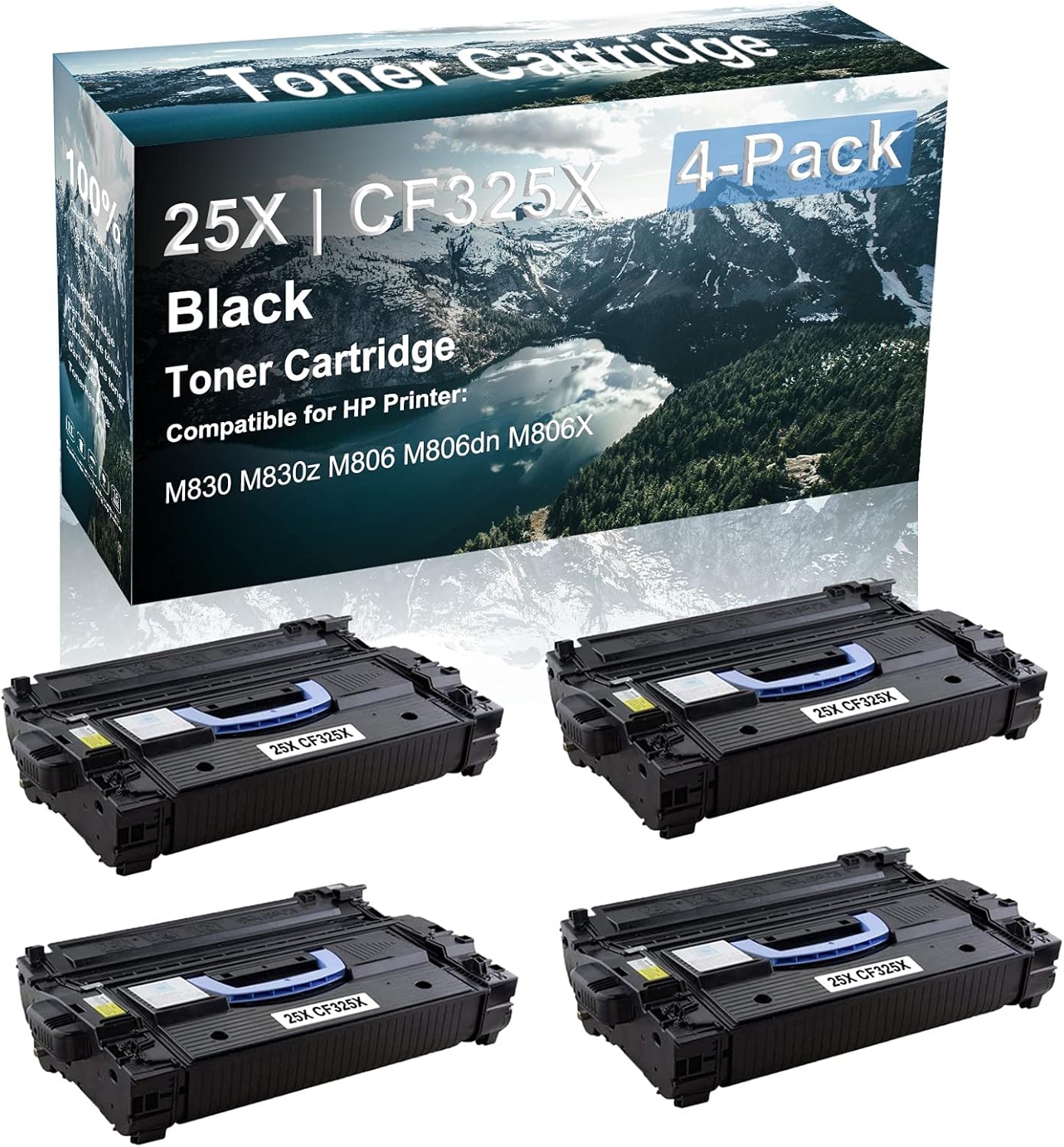 4 Pack Compatible High Capacity 25X | CF325X Printer Toner Cartridge use for HP M830 M830z M806 M806dn M806X Printer (Black)