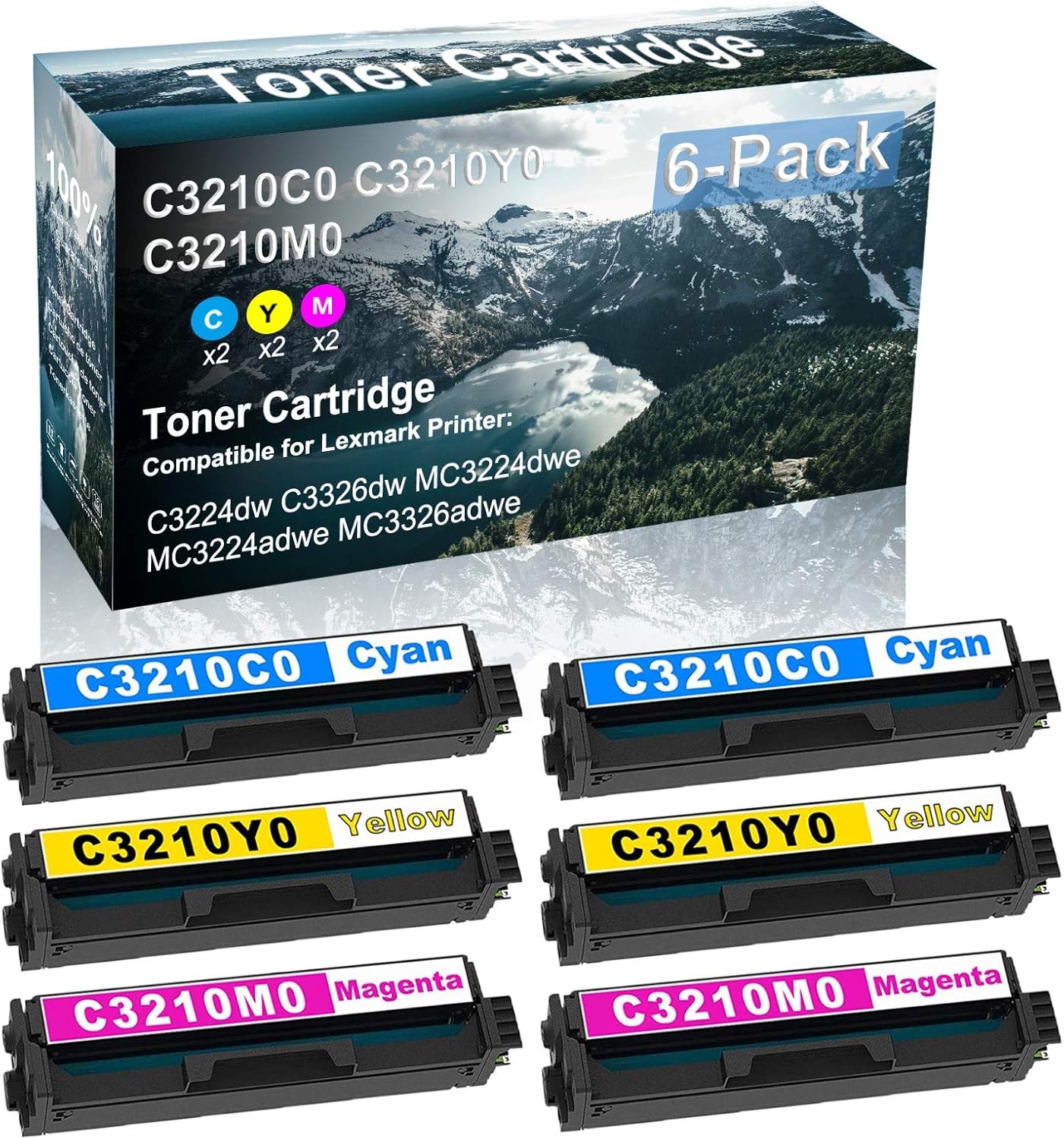 Credibility Store 6 Pack (C+Y+M) Compatible C3210C0 C3210Y0 C3210M0 Printer Cartridge use for C3224dw C3326dw MC3224dwe MC3224adwe MC3326adwe Printer (High Capacity)