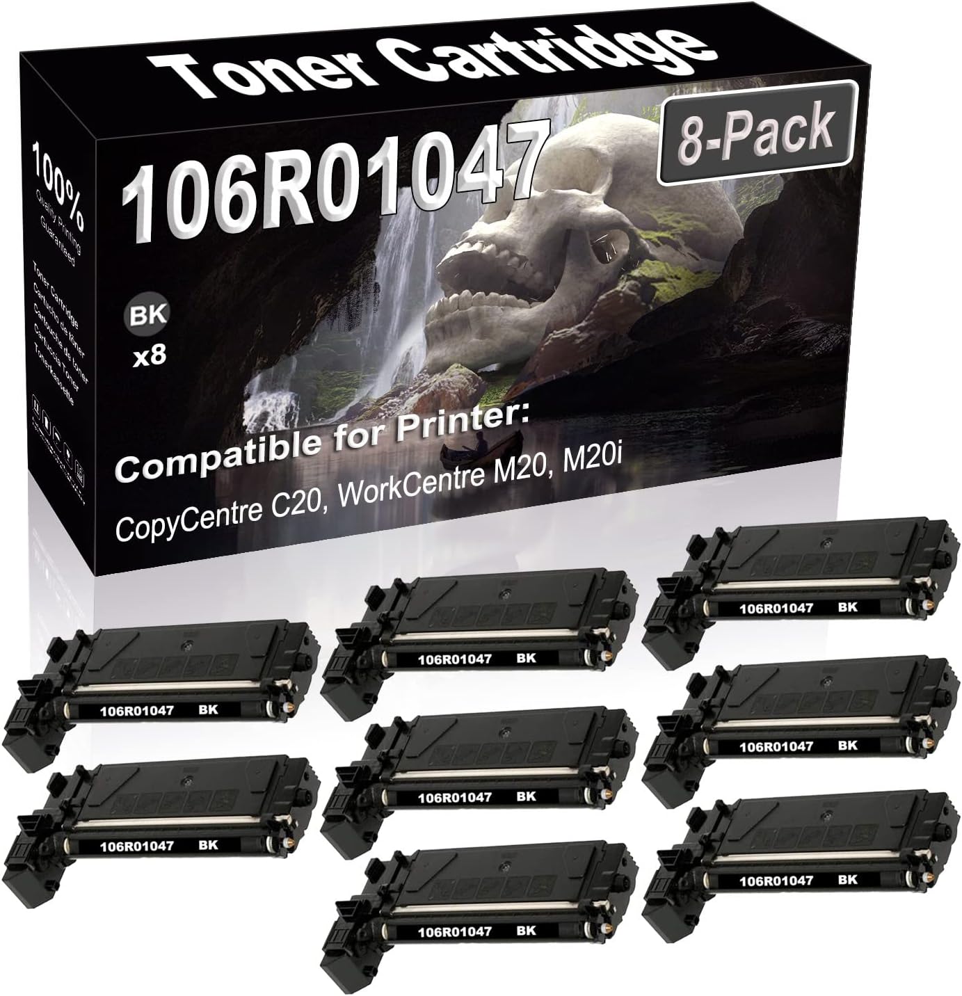 SINIYA 8-Pack (Black) Compatible High Yield 106R01047 Laser Printer Toner Cartridge use for CopyCentre C20 WorkCentre M20 M20i FaxCentre 2218 Printer