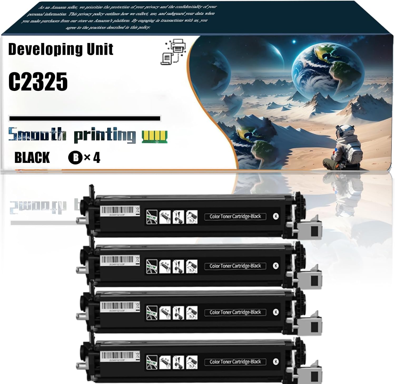 Replacement Parts Developing Unit C2325 Compatible with Lexmark C2325dw C2425dw C2535dw MC2325adw Printers, Contains Chip and Clear Printing (4 Pack Black)