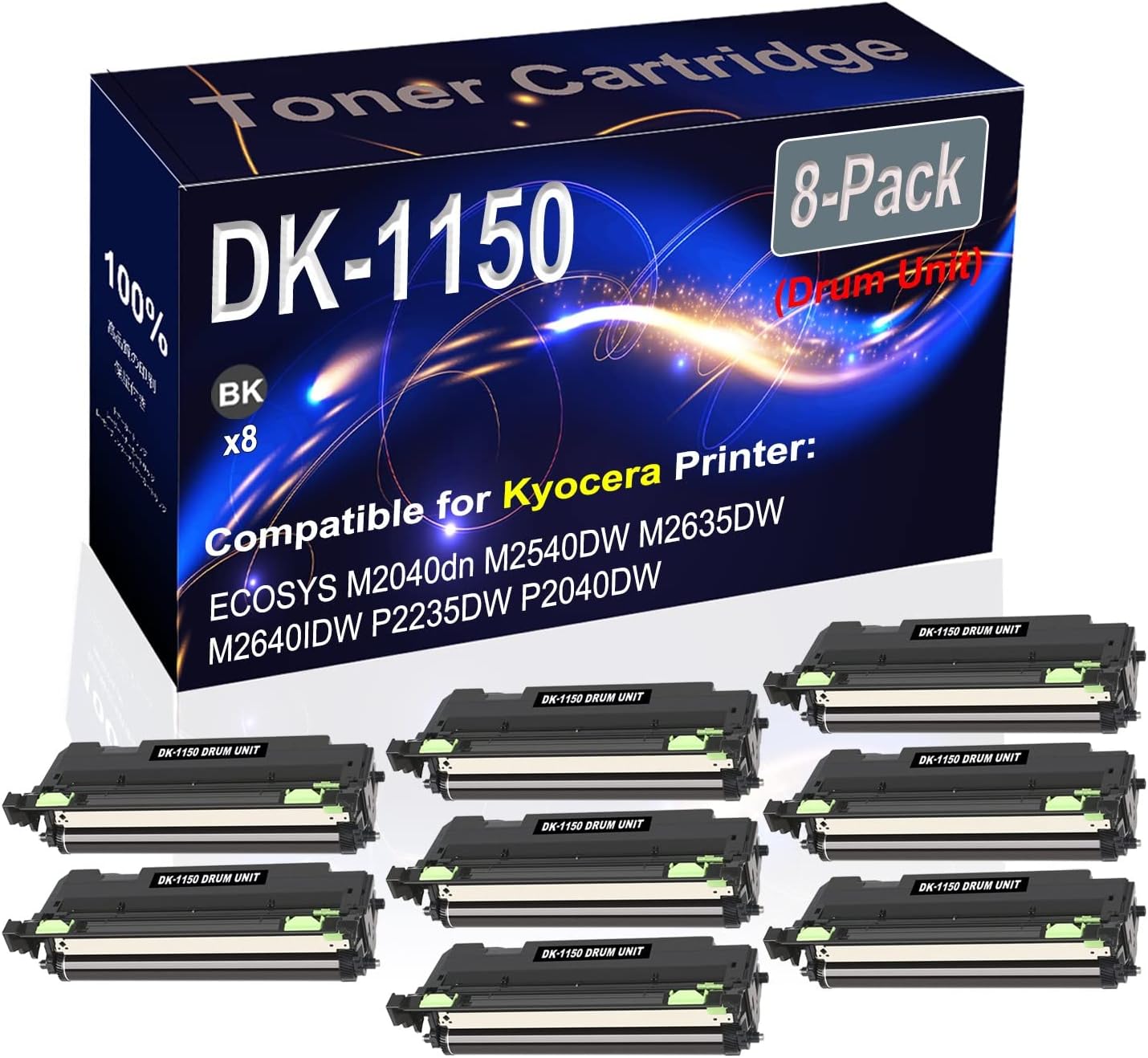 Kolasels 8-Pack Compatible DK-1150 DK1150 302RV93140 Laser Drum Unit Used for Kyocera ECOSYS M2040dn M2540DW M2635DW Printer (Black, High Yield)