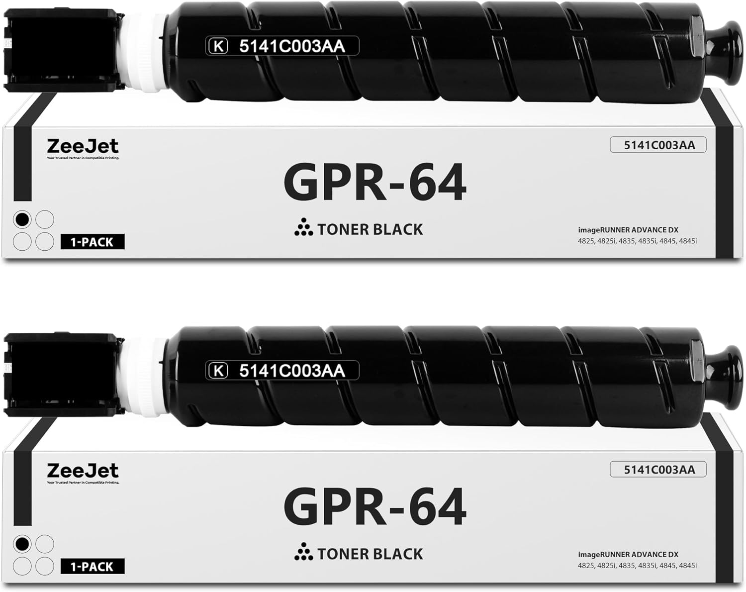 Zeejet GPR64 GPR-64 Toner Cartridge Replacement for Canon GPR-64 Toner Cartridge for ImageRunner Advance DX 4825i 4835i 4845i 4825 4835 4845 Printer Ink 2-Pack Black 5141C003AA, 50K Pages High Yield