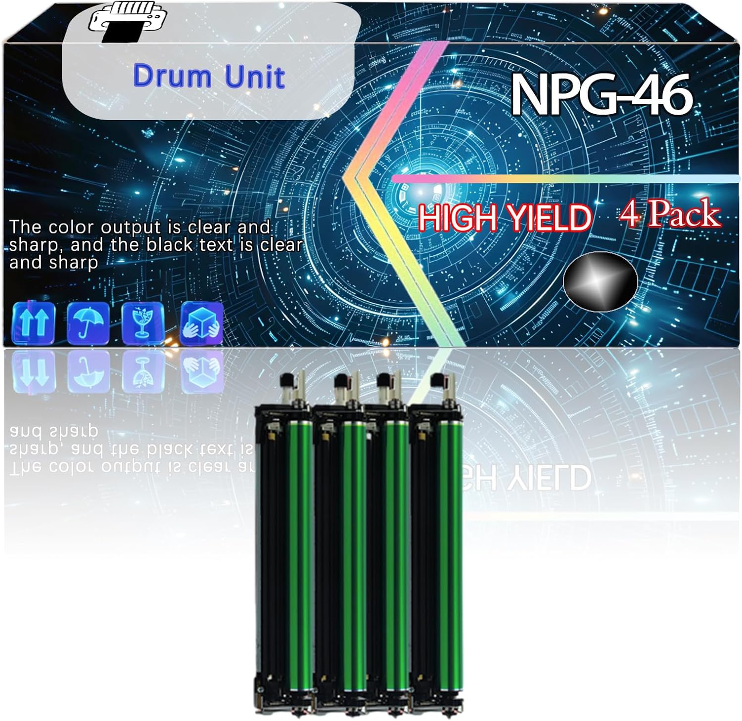 Compatible for Canon NPG-46 Replacement Drum Unit Used with imageRUNNER Advance C5030 C5035 C5235 C5240 NPG-46 GPR-31 C-EXV29 Printers, High Production Multiple Options (4 Pack Black)