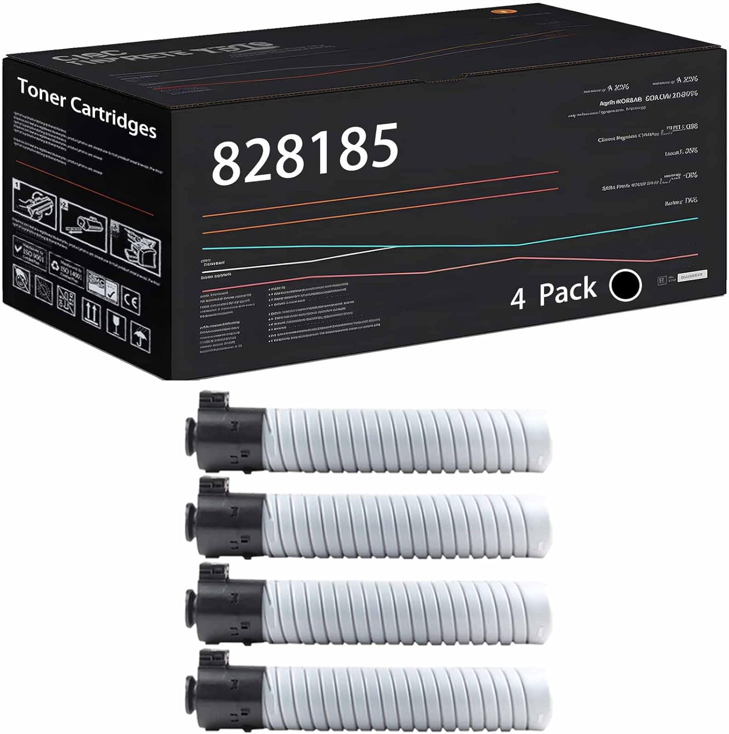 Wondrx 828185 828188 828187 828186 Toner Cartridges Compatible with Ricoh Pro C651EX C751 C751EX Printers, High Yield 49500 Pages (4 Pack Black)