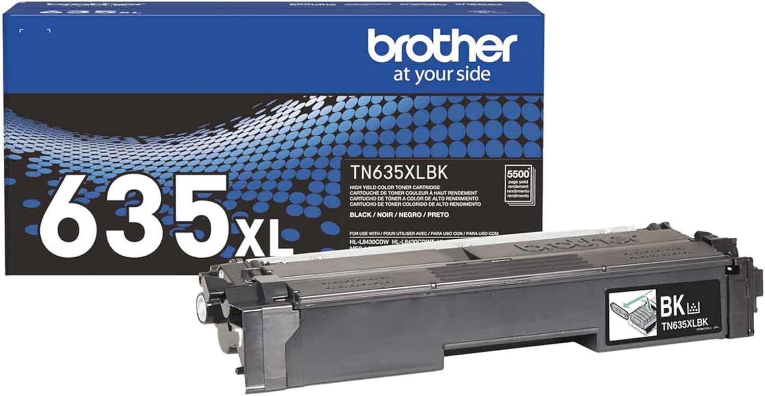 Brother Genuine TN635XLBK High Yield Black Toner Cartridge, 1 Pack