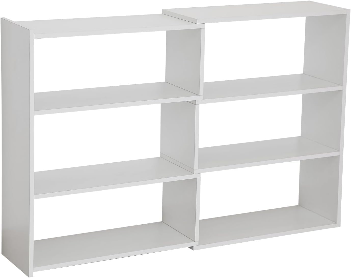 VASTATIO Book Shelf, 4 Tier Expandable Bookcase, Large Corner Bookshelves with 6 Storage Units, Can be Used in Small Spaces or Corners, Suitable for Home, School and Commercial use (White)