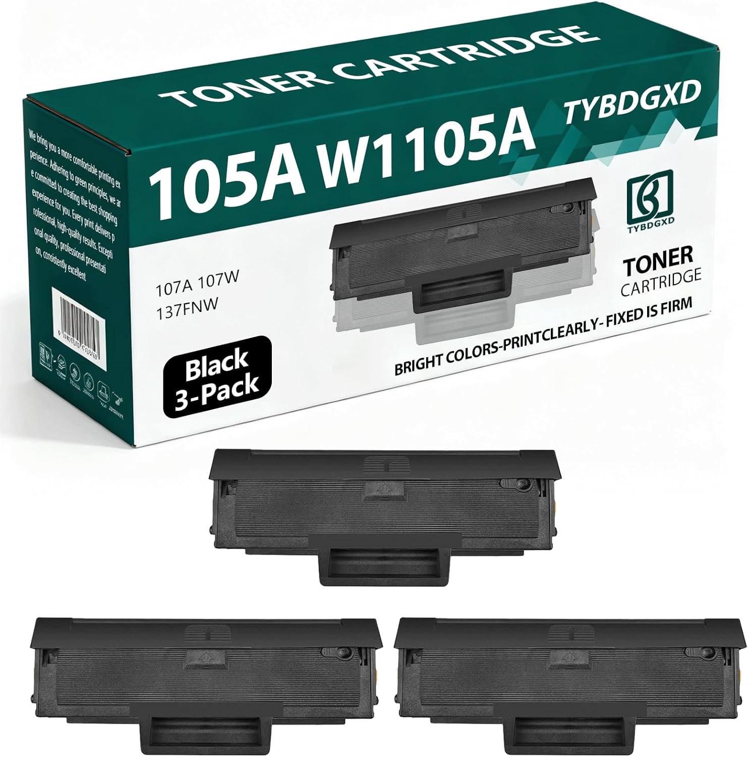 TYBDGXD 105A W1105A High Yield Black 1,500 Pages Toner Cartridge Compatible for HP Compatible Replacement for HP Laser 107A 107W 137FNW Printers,3-Pack