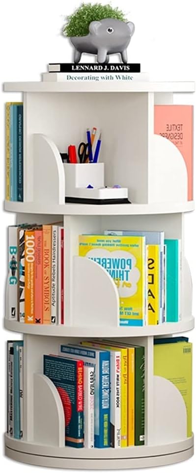 Bookcases 360°Rotating Bookshelf, Children's, Cultivate Children's Interest in Reading, Make Children Fall in Love with Reading (Color : White, Size : 3 Layers (4095cm))