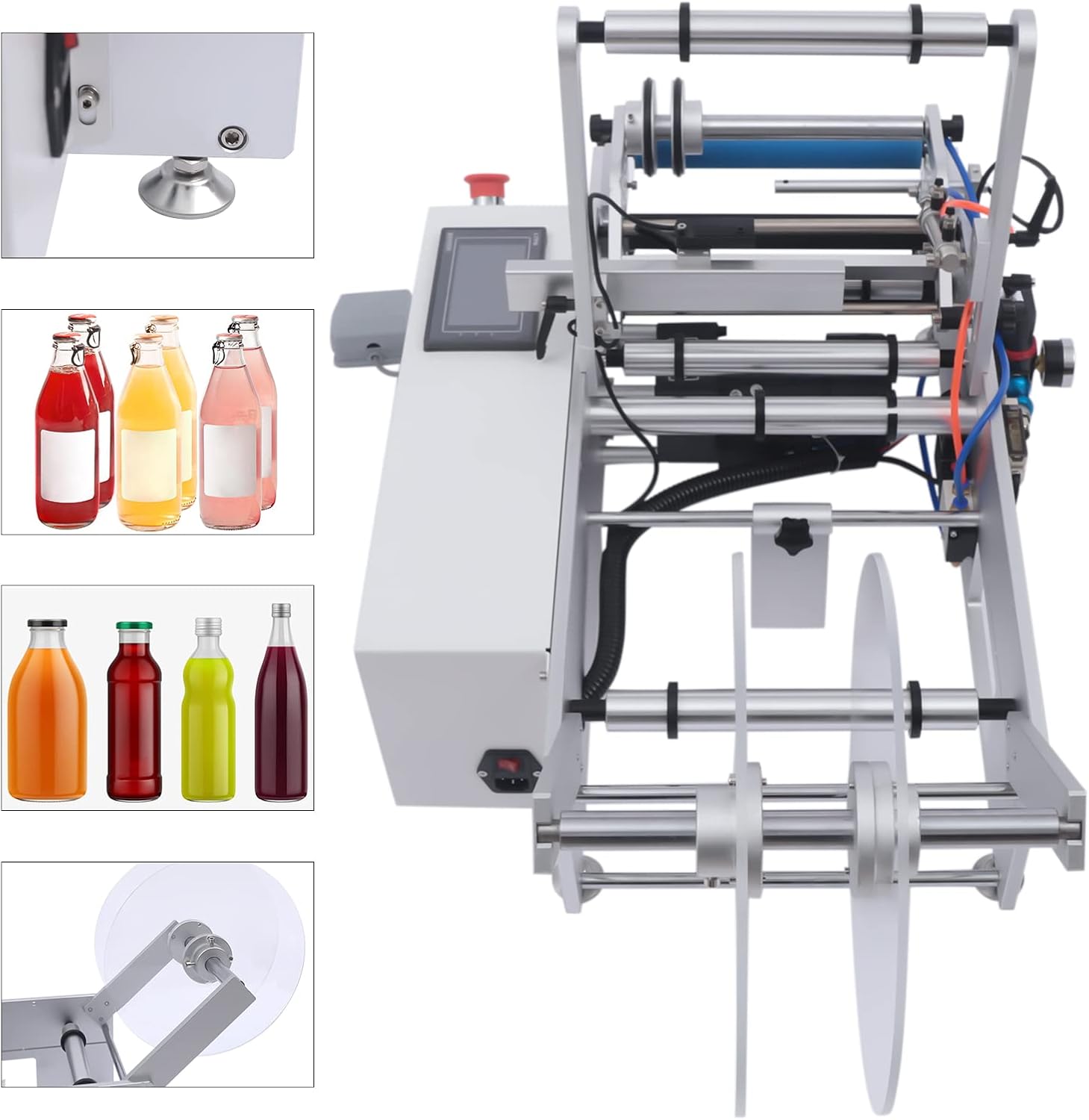 FURNITLEG Semi-Automatic Round Bottle Labeler Labeling Machine, High Speed Labeling Machine Label Maker for 20mm-120mm Bottle Diameter Round Bottle, Bottle Labeler 110V 300W Desktop Label Applicator