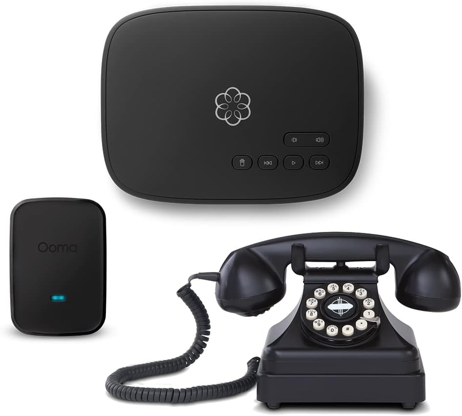 Ooma Telo Air 2 with Retro Kettle Phone Bundle. Rotary Inspired handset. Includes Free Home Phone Service, Pay only Taxes and fees. Unlimited Nationwide Calling. Call on The go with Free Mobile app.