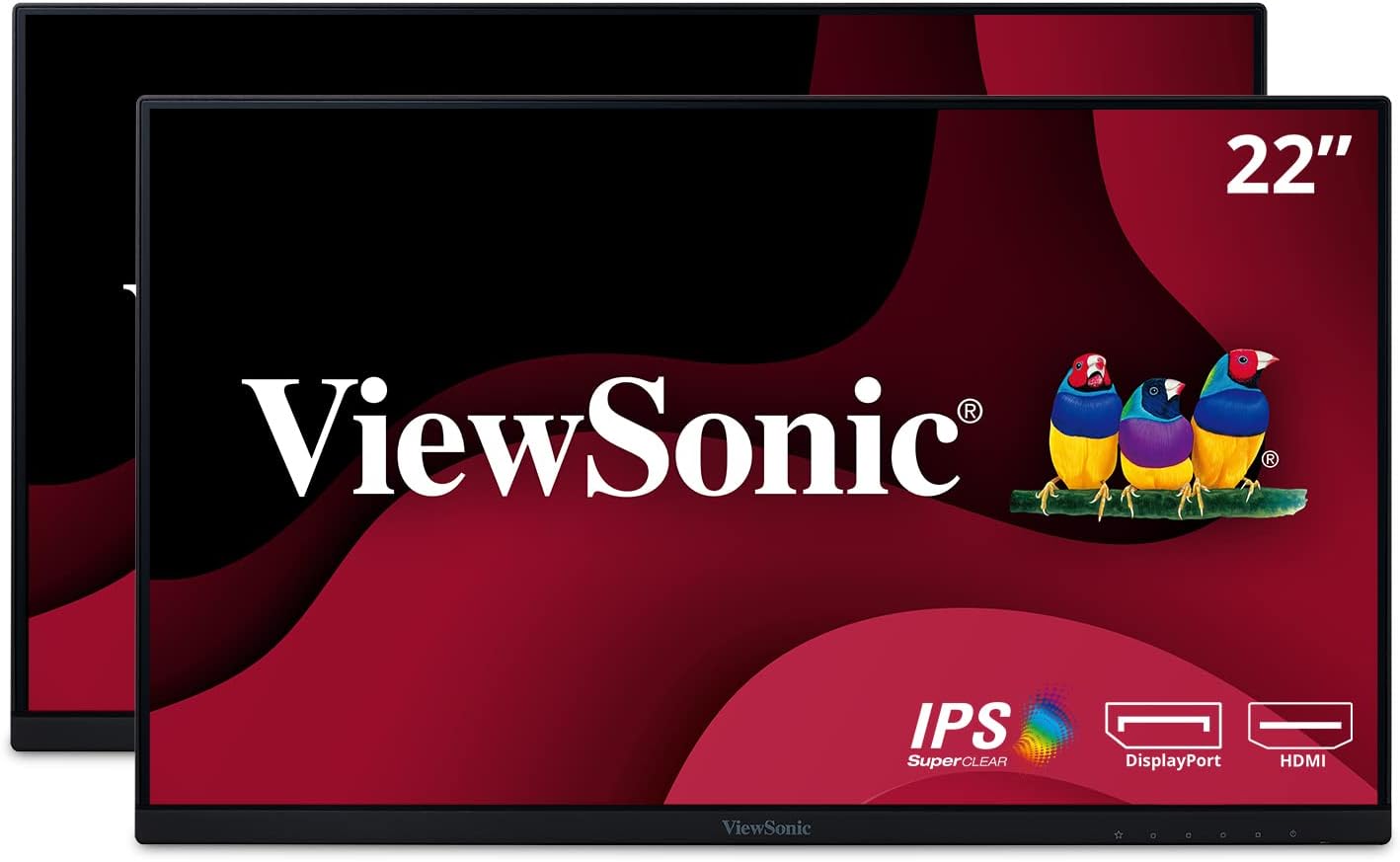 ViewSonic VA2256-MHD_H2 Frameless Dual Pack Head-Only 1080p IPS Monitors with HDMI DisplayPort and VGA for Home and Office Black (Renewed)