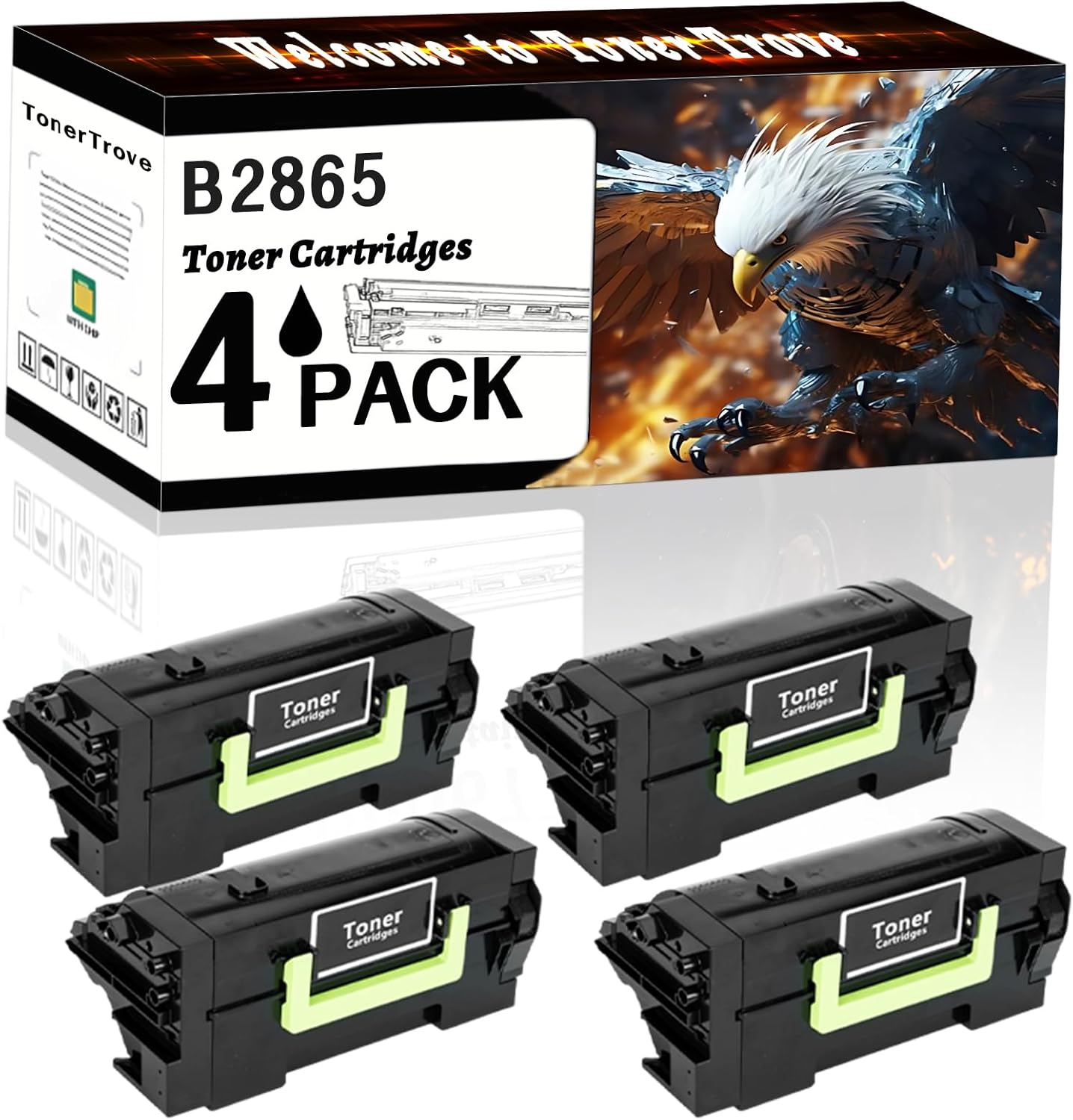 B2865 Toner Cartridges Compatible for Lexmark B2865dw Printers, Office Printing is Easy Clear Smooth (4 Pack Black)
