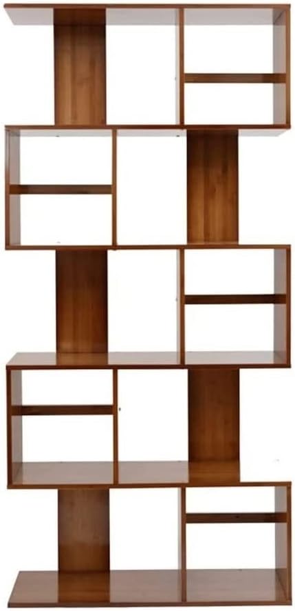 NERDOH Bookshelf Bookcase Staggered Bookcase Bamboo Industrial Style Display Rack Room Divider Freestanding Storage Shelf Bookshelf Vintage Color Book Shelf Book Case (Blue : 5 Tiers, Size : 80cm