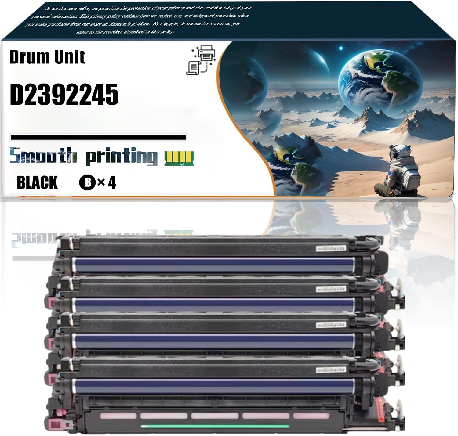 LSSF Replacement Parts Drum Unit D2392245 D2392261 D2392272 D2392233 Compatible with Ricoh MP C4504ex C501SP C6004 C6004ex Printer, Contains Chip and Clear Printing (4 Pack Black)
