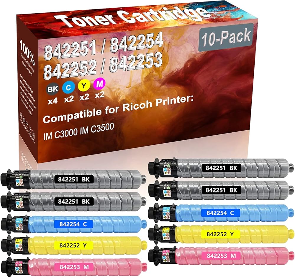 Credibility Store 10-Pack (4BK+2C+2Y+2M) Compatible IM C3000 IM C3500 Laser Toner Cartridge (High Capacity) Replacement for Ricoh 842251 842254 842252 842253 Printer Toner Cartridge