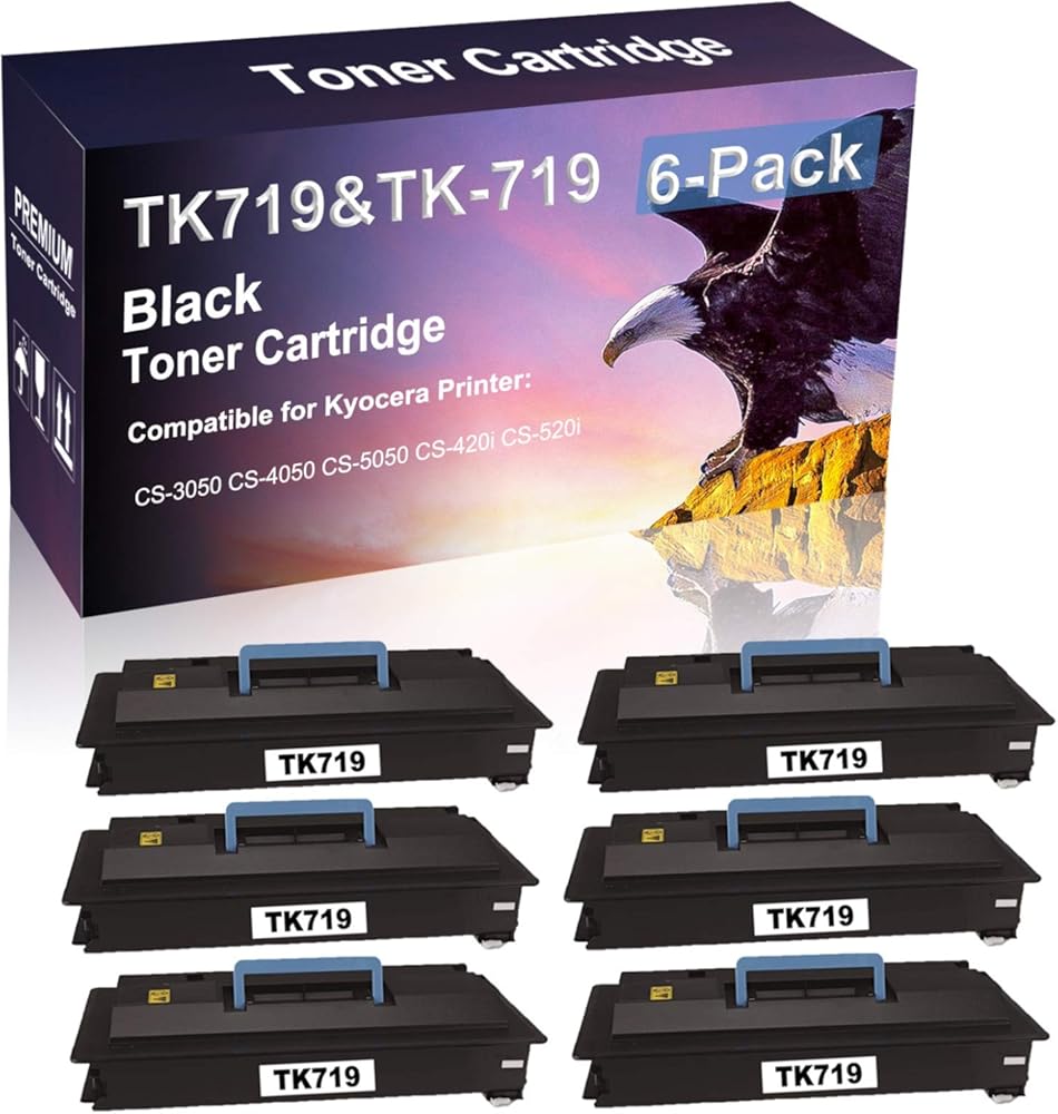 Credibility Store 6-Pack Compatible High Capacity TK719 | TK-719 Printer Cartridge use for Kyocera CS-3050 CS-4050 CS-5050 CS-420i CS-520i (Black)