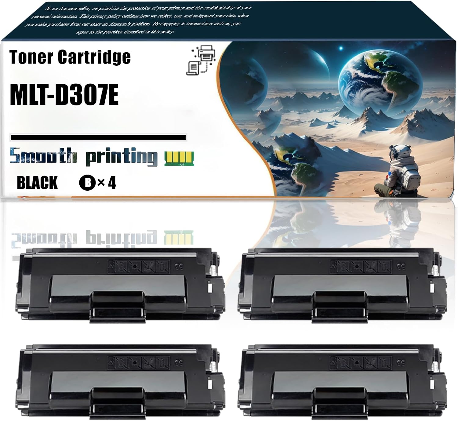 Replacement Parts Toner Cartridge MLT-D307E Compatible with Samsung ML-4512ND ML-5012ND ML-5017ND Printers, Contains Chip and Clear Printing (4 Pack Black)