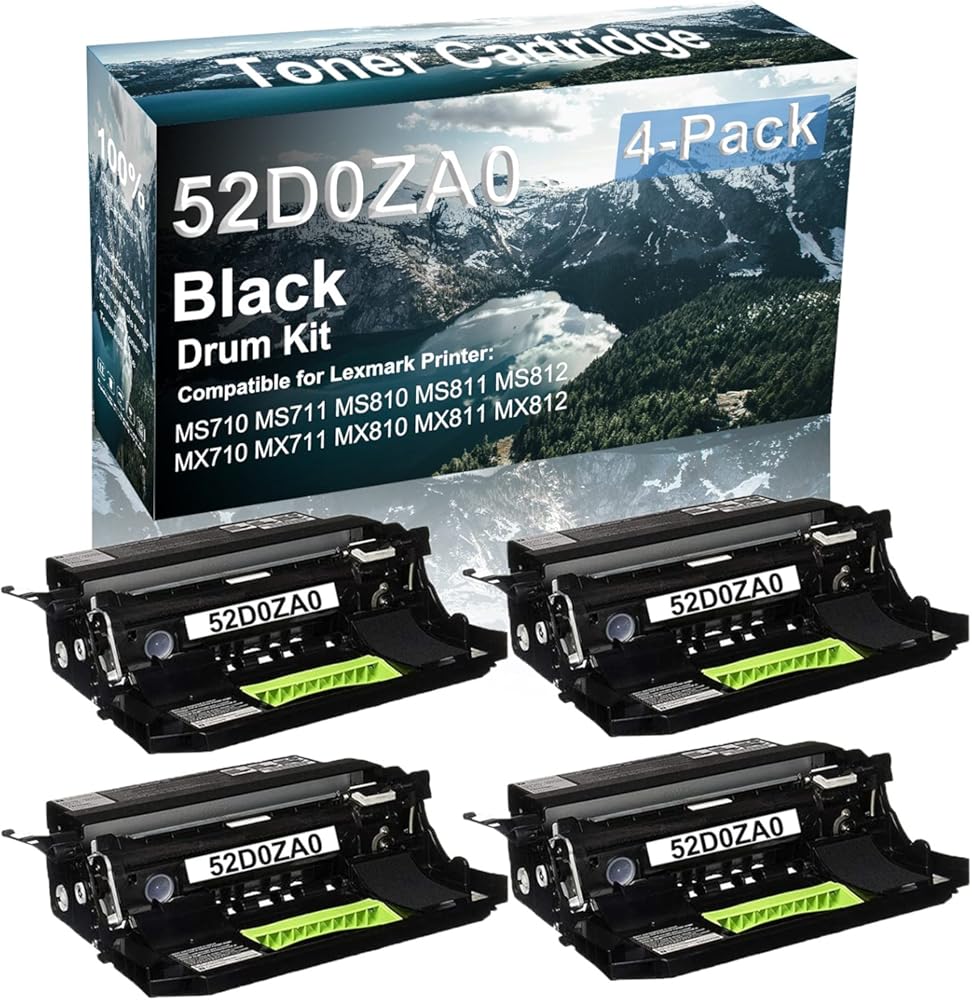 Credibility Store 4-Pack Compatible 52D0ZA0 Drum Kit use for MS710 MS711 MS810 MS811 Printer (Black)