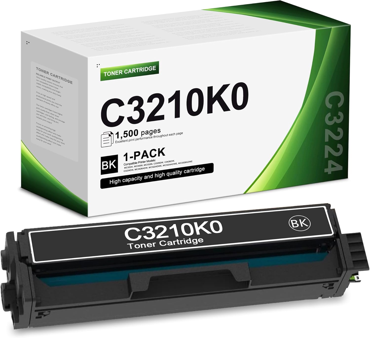 C3210K0 Black High Yield Toner Cartridge Replacement for Lexmark C3210K0 Toner for C3224, C3326, C3426, MC3224, MC3326, MC3426 (1 Pack )