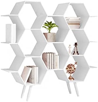 Bookshelf Nordic Creative Hexagonal Multi-Layer Storage Bookshelf Floor Rack Living Room Study Metal Decorative Bookcase Corner Bookshelf (Color : C)