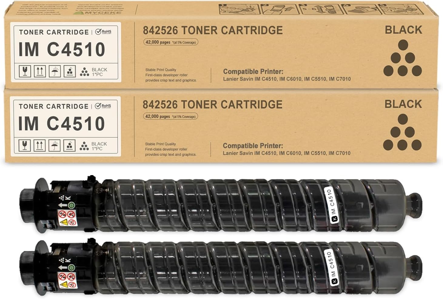 Myceke 2 Pack IM C4510 IM C6010 Toner Cartridge : Compatible Replacement Toner Cartridge for Ricoh Lanier Savin IM C4510 IM C6010 IM C5510 IM C7010 IM C4510SD IM C6010SD Printer (Black 842526)