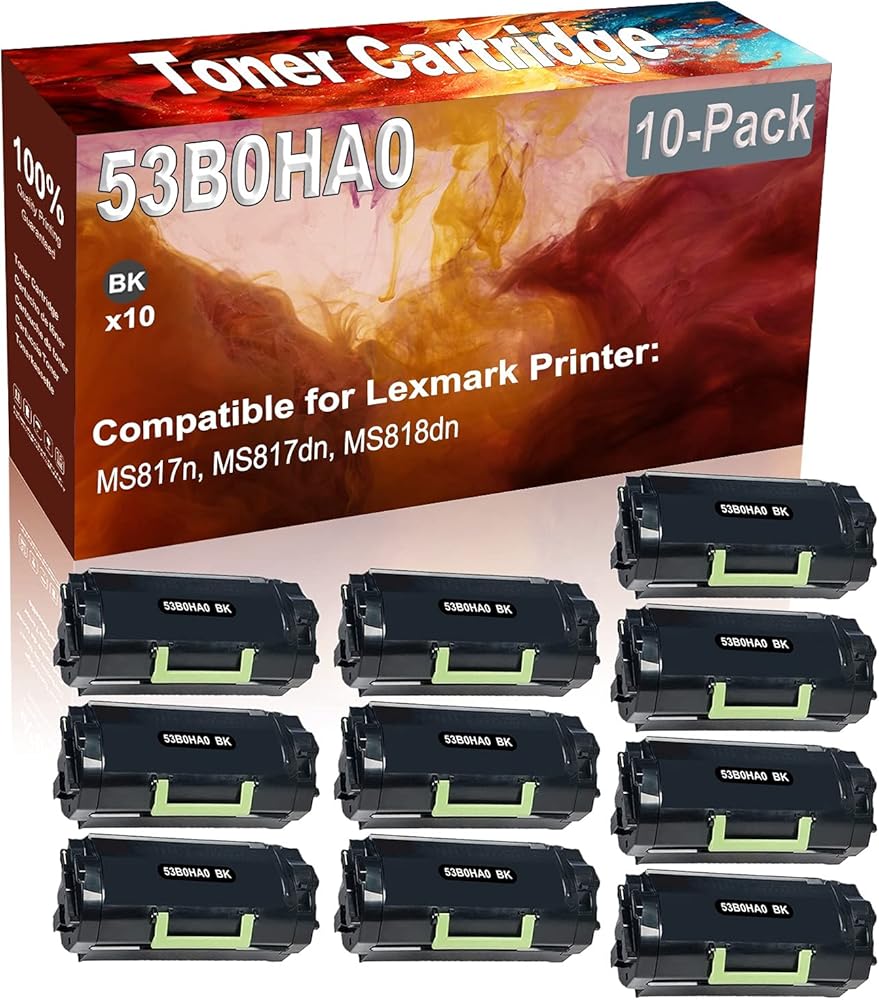 Credibility Store 10-Pack (Black) Compatible 53B0HA0 Printer Toner Cartridge (High Capacity) fit for MS817n MS817dn MS818dn Printer