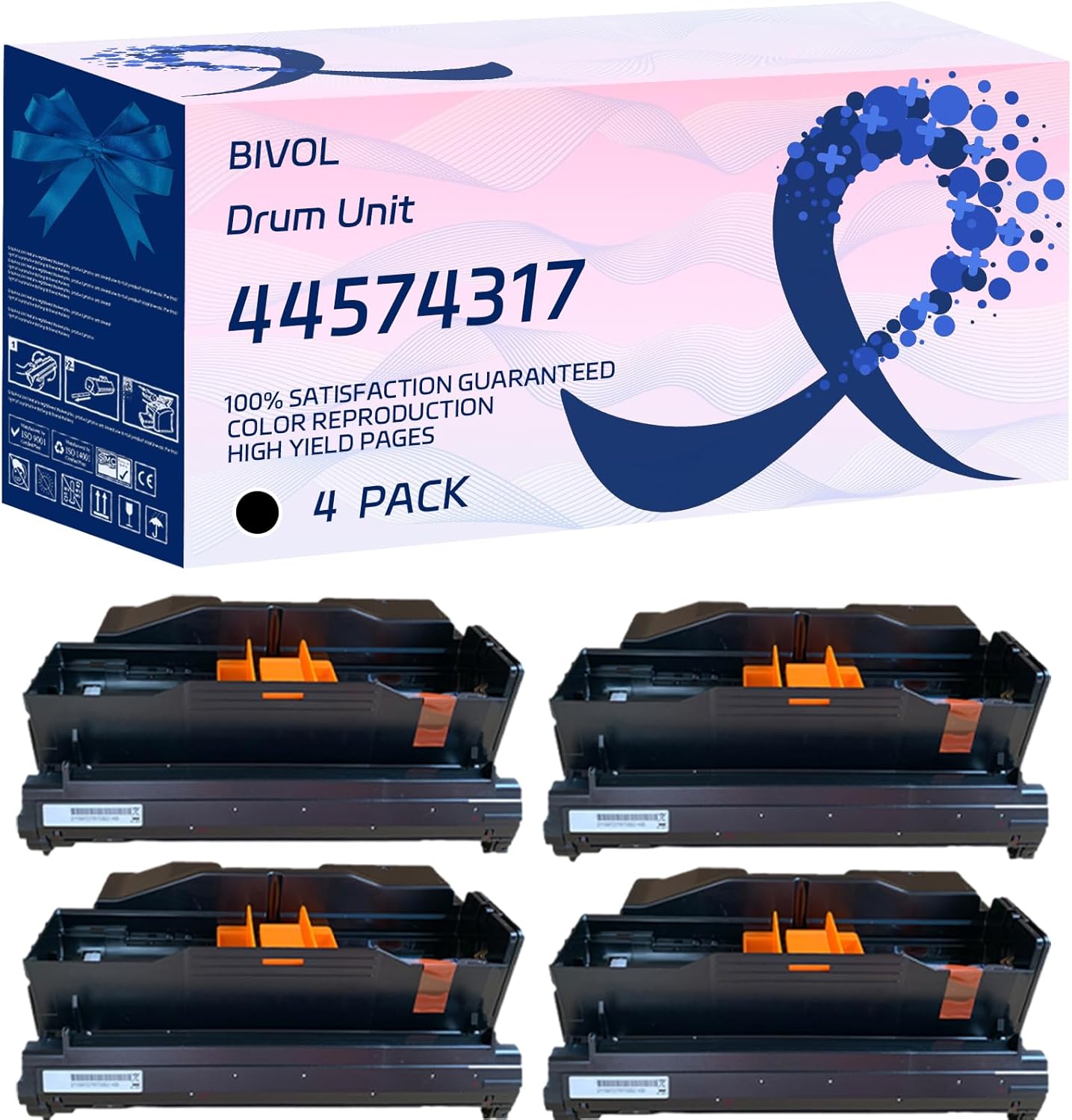 BIVOL Compatible for Okidata OKI 44574317 Drum Unit ES5112 ES5162 ES5162LP MFP Printers, with Chip, High Yield 40000 Pages (4 Pack Black)