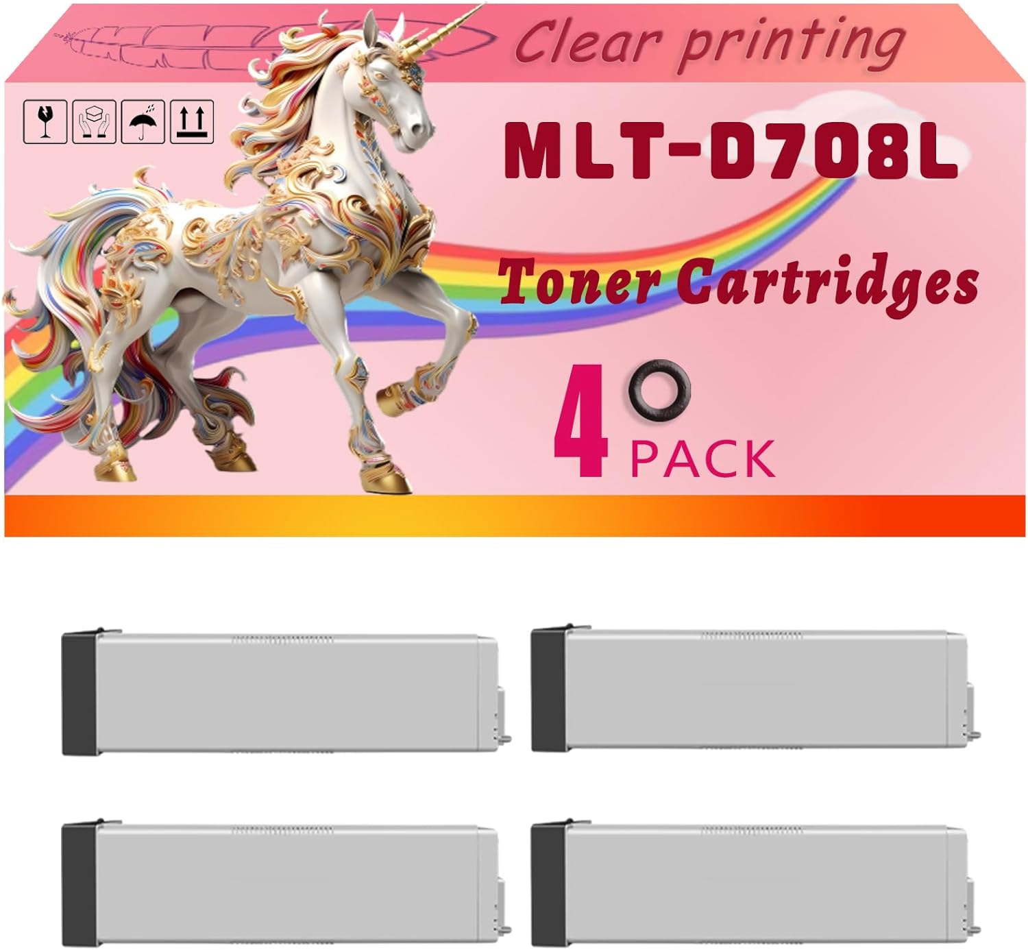 MLT-D708L Toner Cartridges Compatible for Samsung MultiXpress K4250LX K4300LX K4350LX Printers, High Yield 45000 Pages, Clear Bright Colors (4 Pack Black)