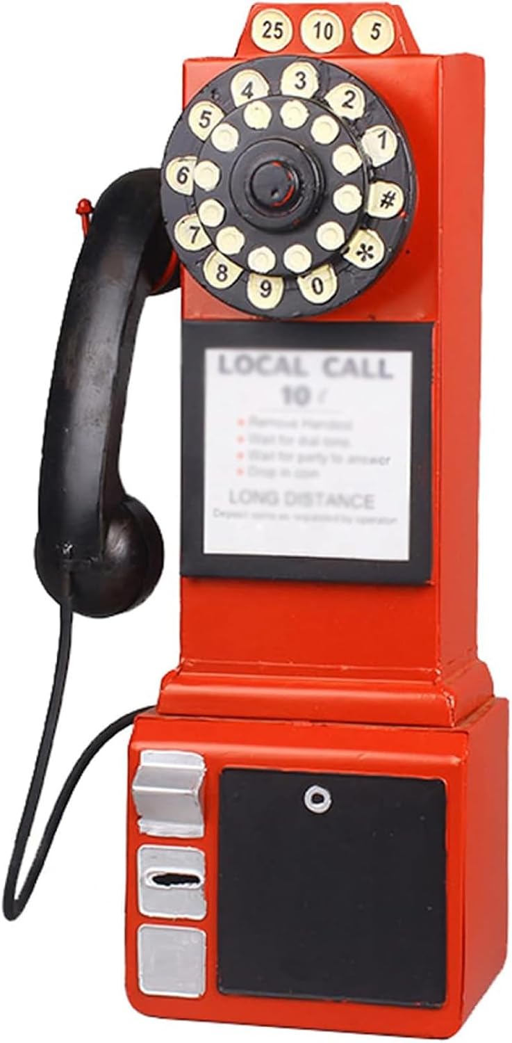 Landline Phone Model for Home, Vintage Rotary Antique Telephone Decor Decorative Wall Hanging Phone Office Hotel Ornament Table Telephone Show Case Gift,A