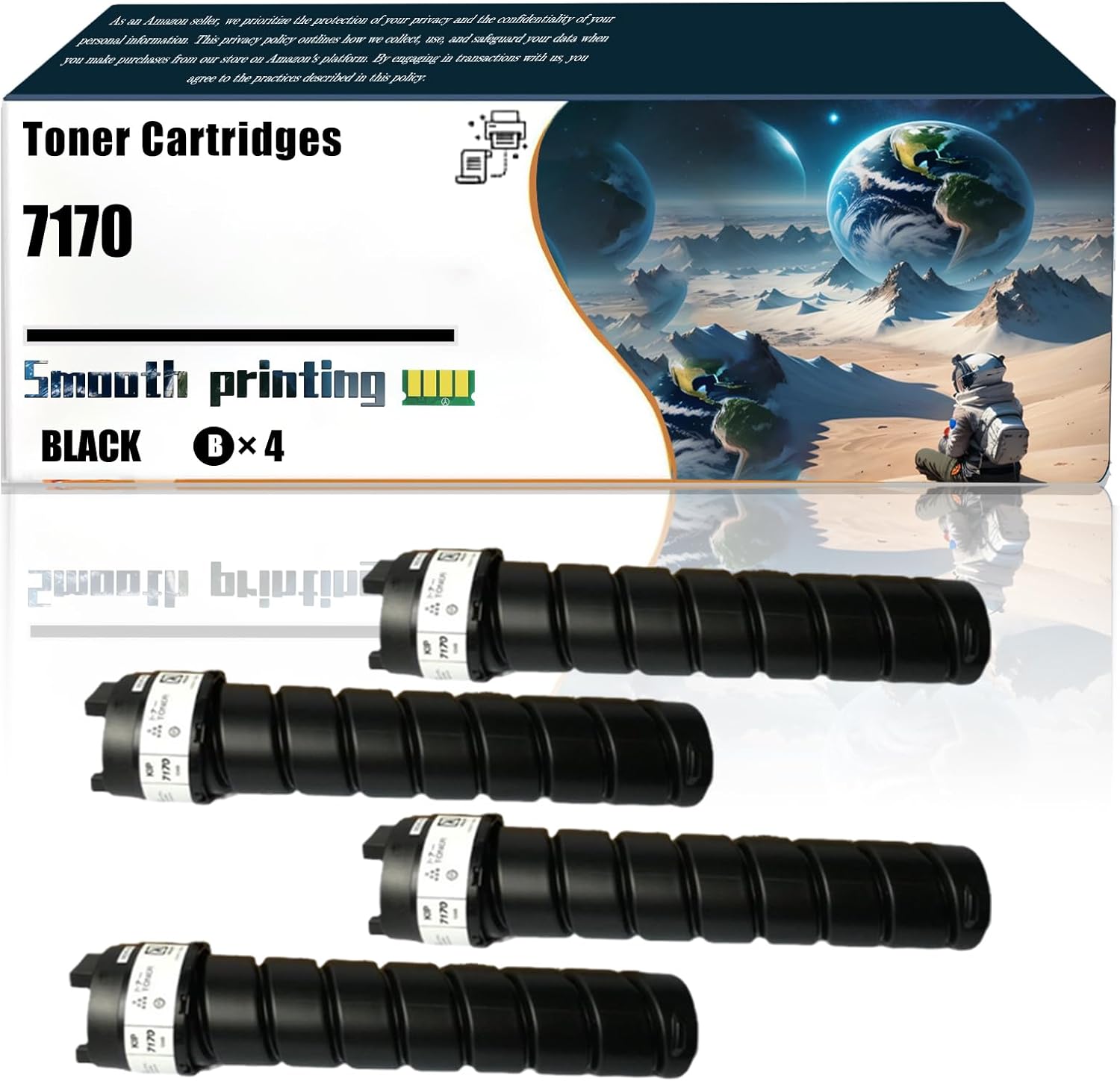 LSSF Replacement Parts Toner Cartridges 7170 Compatible with KIP 7170 Z340970010 Printers, Contains Chip and Clear Printing (4 Pack Black)