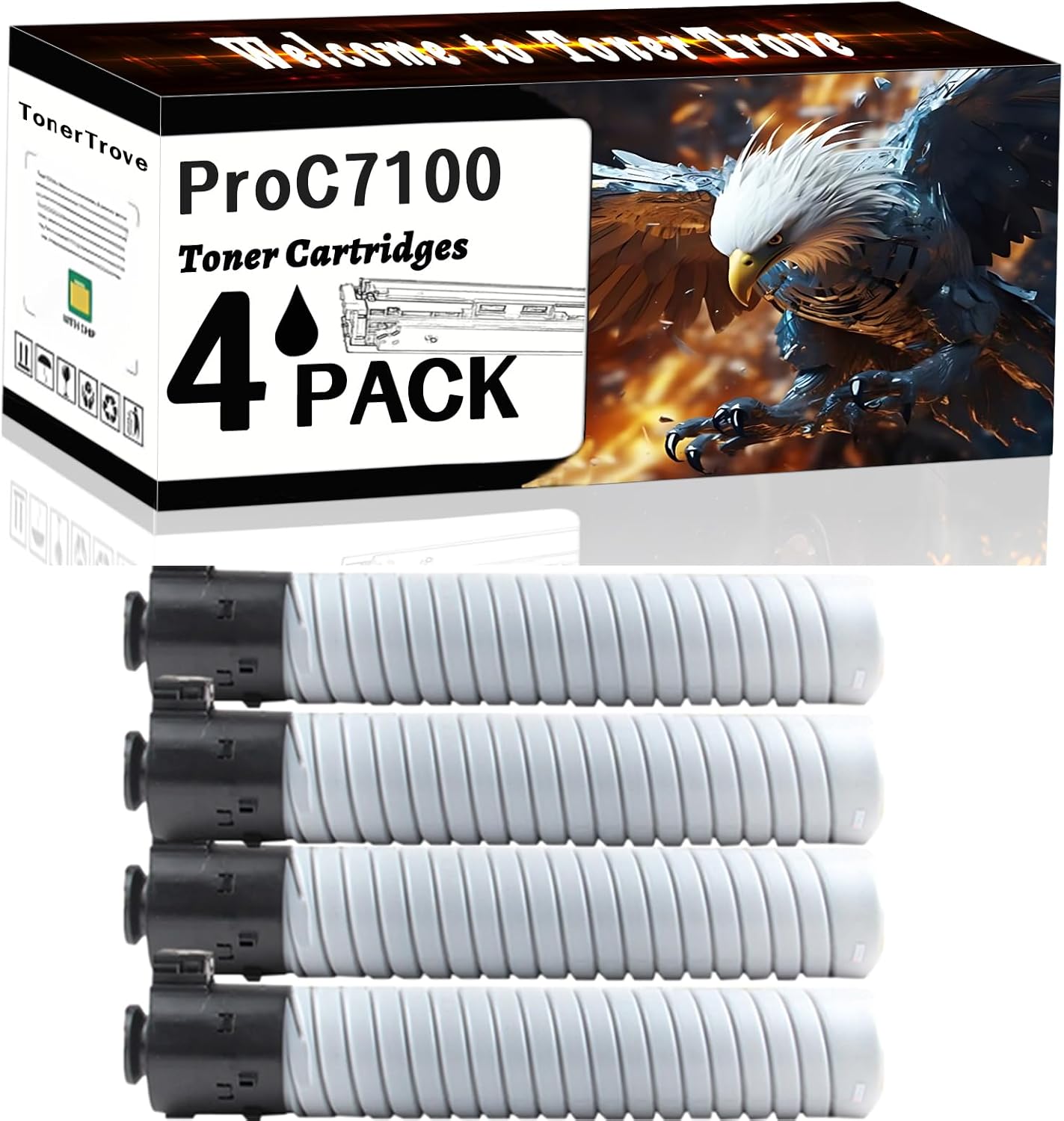 LECUU ProC7100 Toner Cartridges Compatible for Ricoh Pro C7100 C7100s C7100sx C7100x C7110 C7110s C7110sx Printers, Office Printing is Easy Clear Smooth (4 Pack Black)