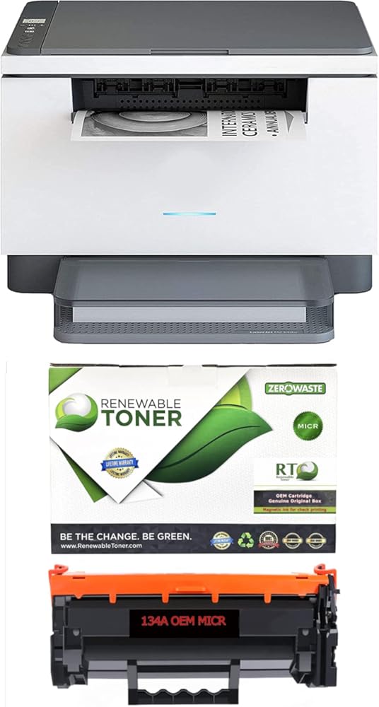 RT M234dw Laser MFP Wireless Monochrome All-in-One Check Printer with 1 RT Compatible 134A W1340A Modified MICR Toner Cartridge for Printing Business, Payroll & Personal Checks