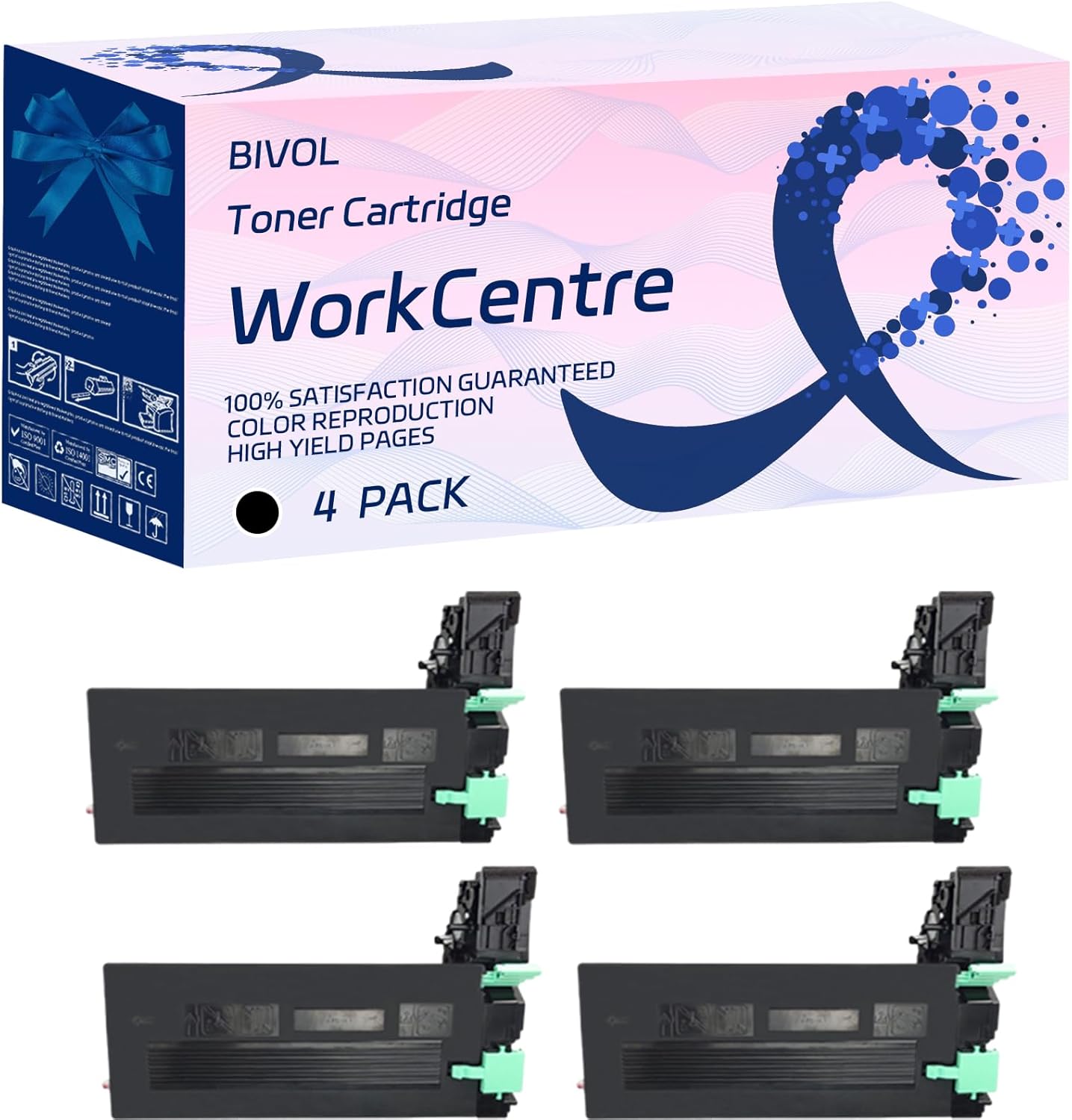 WorkCentre 4250 4260 Toner Cartridge Compatible for Xerox WorkCentre 4250 4250C 4250S 4250X 4250XF 4260 4260S 4260X 4260XF Printers, with Chip, High Yield 25000 Pages, Vivid Colors (4 Pack Black)
