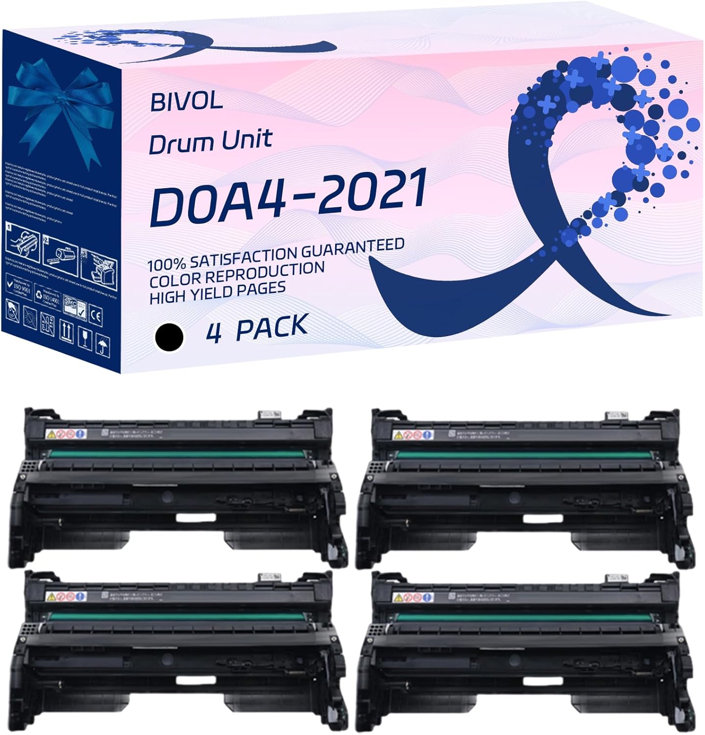 BIVOL D0A4-2021 Drum Unit Compatible for Savin IM 350F 430F 430Fb Printers, with Chip, High Yield 40000 Pages, Vivid Colors (4 Pack Black)