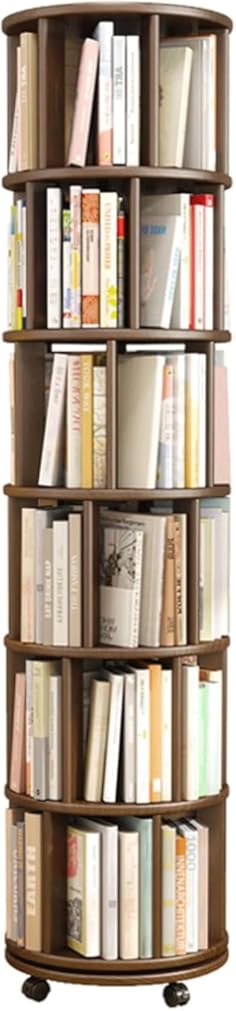 EYPKPL Rubberwood Bookshelf Sturdy Rotating Bookshelf with Wheels Floor Rack Bookcase 360 Degree Display Corner Bookcase