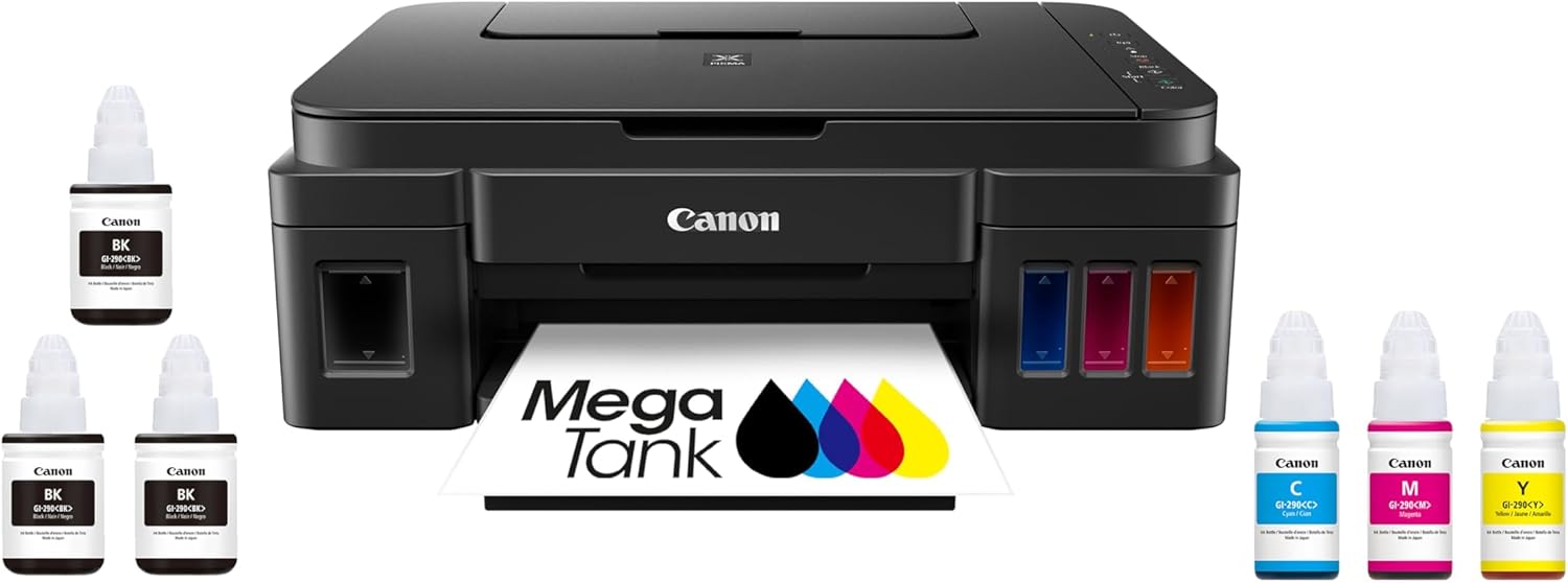 Canon G3200 All-In-One Wireless Supertank (MegaTank) Printer| Copier| Scanner| and Mobile Printing, Black, 6.5
