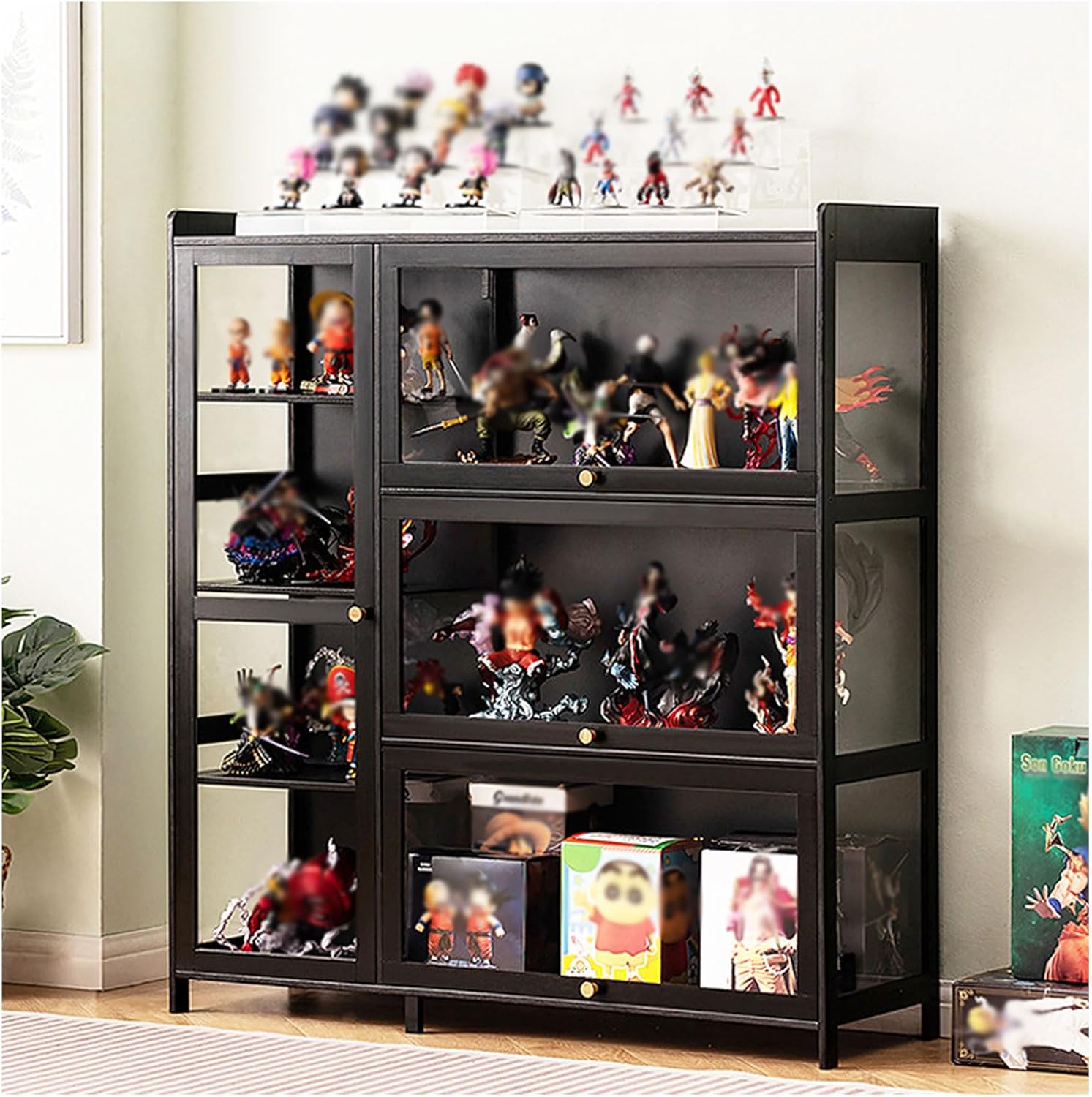 ARMERI Luxury Display Shelf, Curio Display Cabinet, Sturdy Curio Cabinet with Acrylic Bookcase Display Case, Shelves for Bedroom, Open Bookshelf,100×33×111cm/39×13×44in