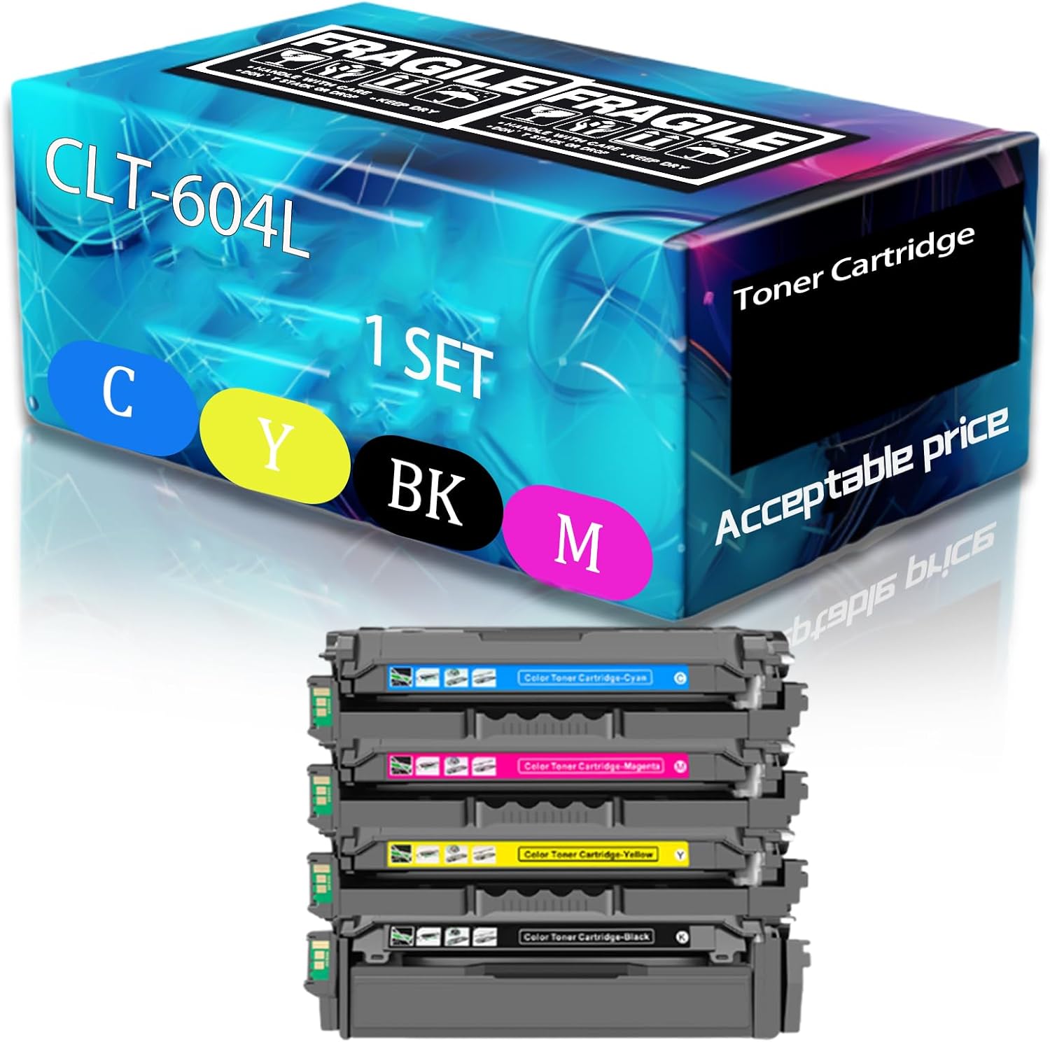CLT-604L Toner Cartridge Compatible for Samsung CLT-K604L CLT-C604L CLT-M604L CLT-Y604L ProXpress C4012ND C4062FX Printer, high Printing Page Count 15000 Pages. (Multicolor)