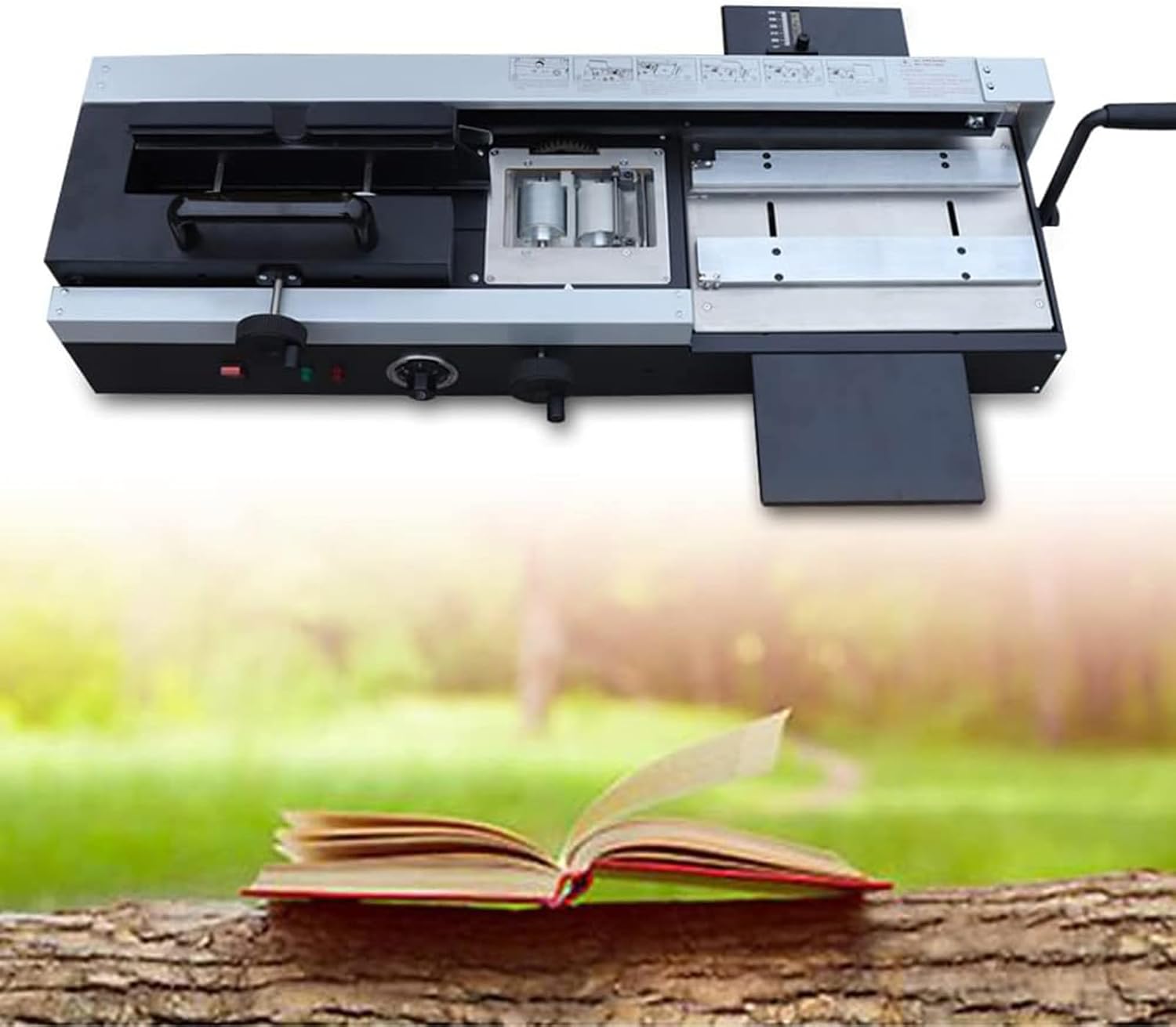 Glue Book Binding Machine,Manual Glue Paper Binding Machine with Milling Cutter Rubber Wheel for Photo Album Office Paper,200 Books Per Hour, Binding Machine