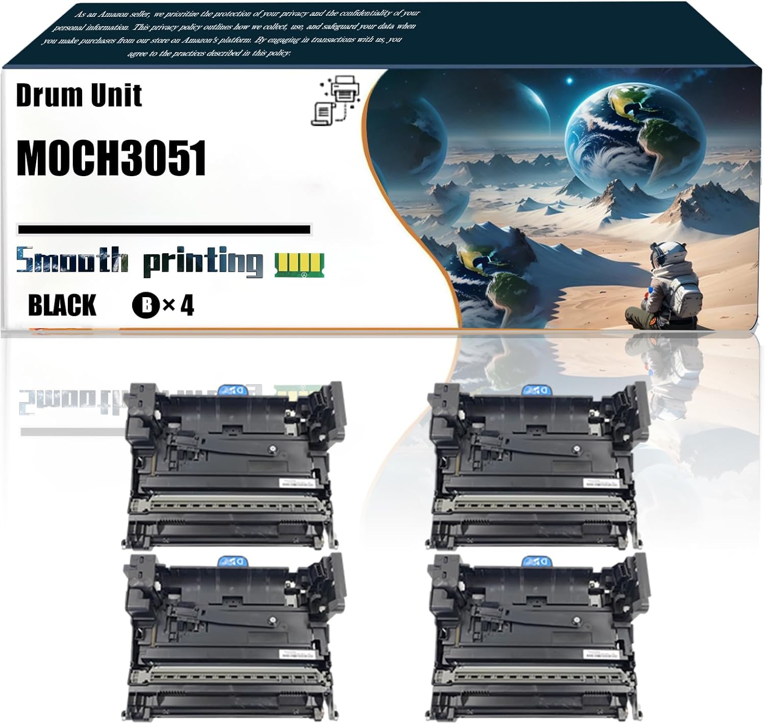 LSSF Replacement Parts Drum Unit M0CH3051 Compatible with Ricoh P 800 801 Printers, Contains Chip and Clear Printing (4 Pack Black)