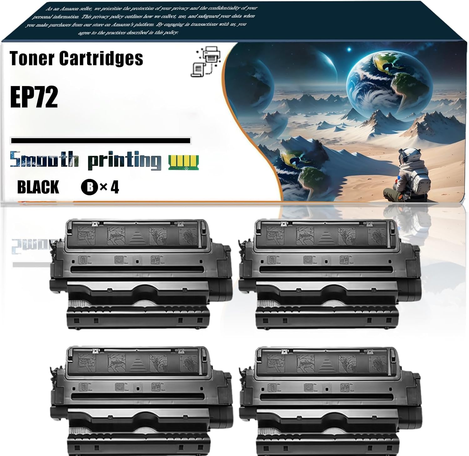 Replacement Parts Toner Cartridges EP72 Compatible with Canon imageCLASS 4000 ImageRunner 3250 Printers, Contains Chip and Clear Printing (4 Pack Black)