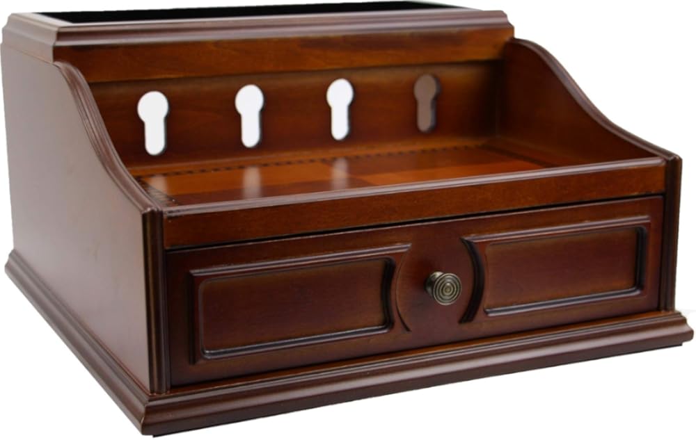 Decorebay Pecan Brown Wooden Multi-Device Charging Station and Valet