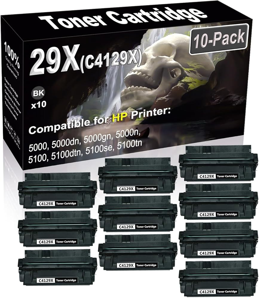 SINIYA 10-Pack Compatible High Capacity 29X C4129X Imaging Toner Cartridge use for 5000 5000dn 5000gn 5000n 5100 5100dtn 5100se Printer (Black)