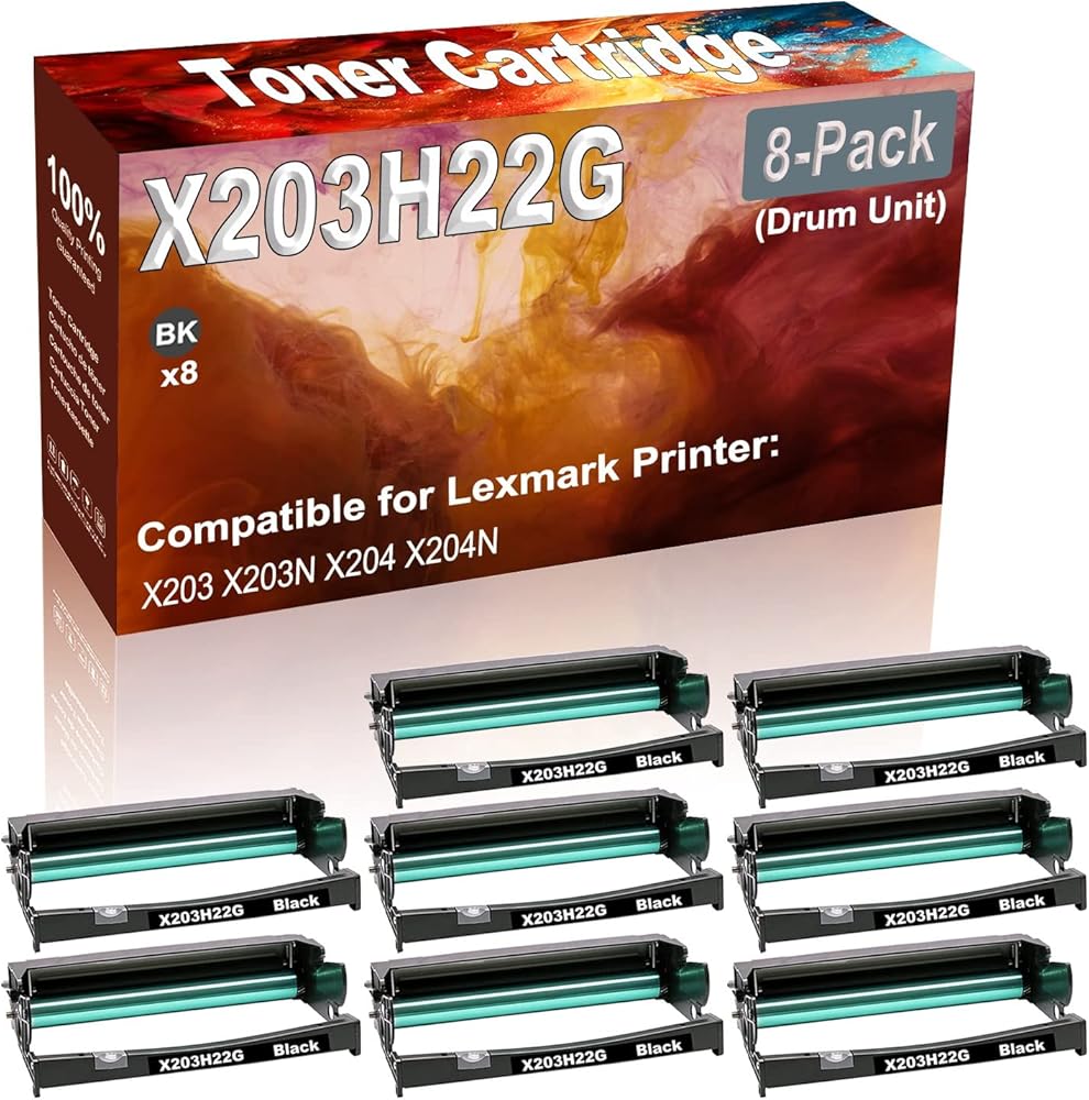 Credibility Store 8-Pack Compatible High Capacity X203H22G Printer Drum Unit Used for X203 X203N X204 X204N Printer (Black)