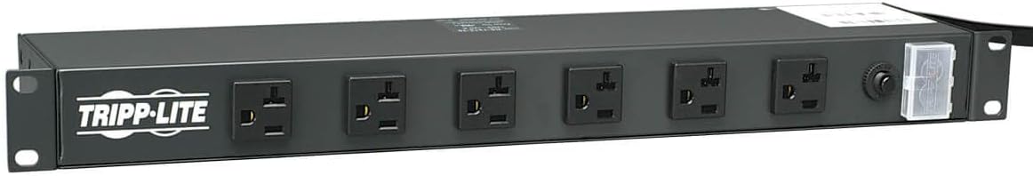 Tripp Lite 12-Outlet Rackmount PDU Power Strip, Six Front & Six Rear Facing Outlets, 20A, 120V, 15ft Cord with L5-20P Plug, Horizontal 1U Rack Mount, Lifetime Manufacturer's Warranty (RS-1215-20T)
