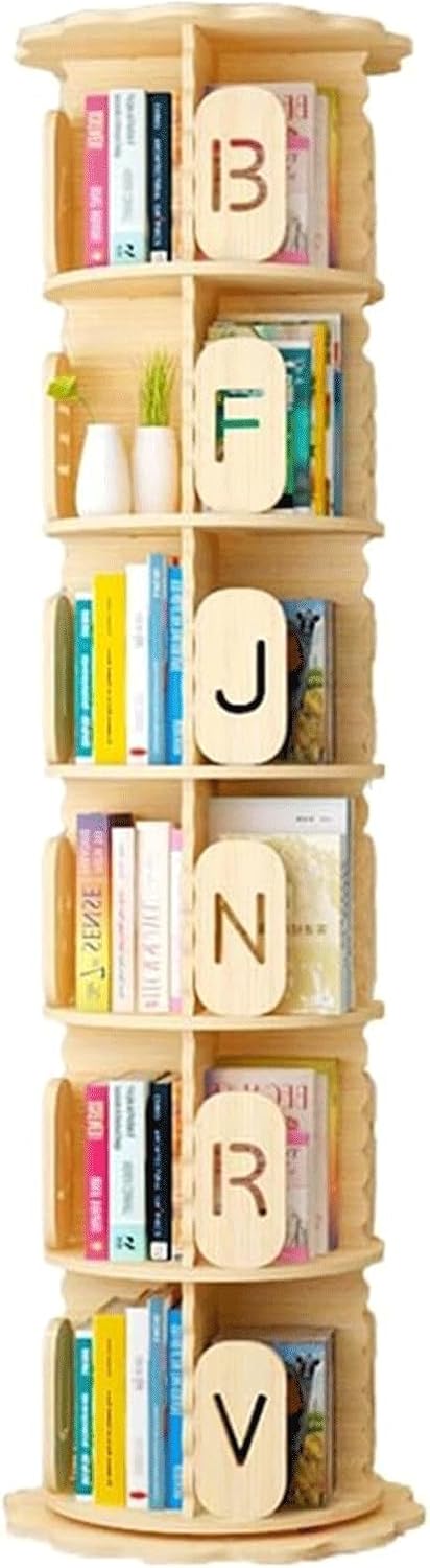 UINGBPXT Corner Bookshelf 360° Rotating Bookshelf Solid Wood Standing Bookcase Multi-Layer Bookshelves for Students and Children Home Book Rack Perfect Display, 43*196cm